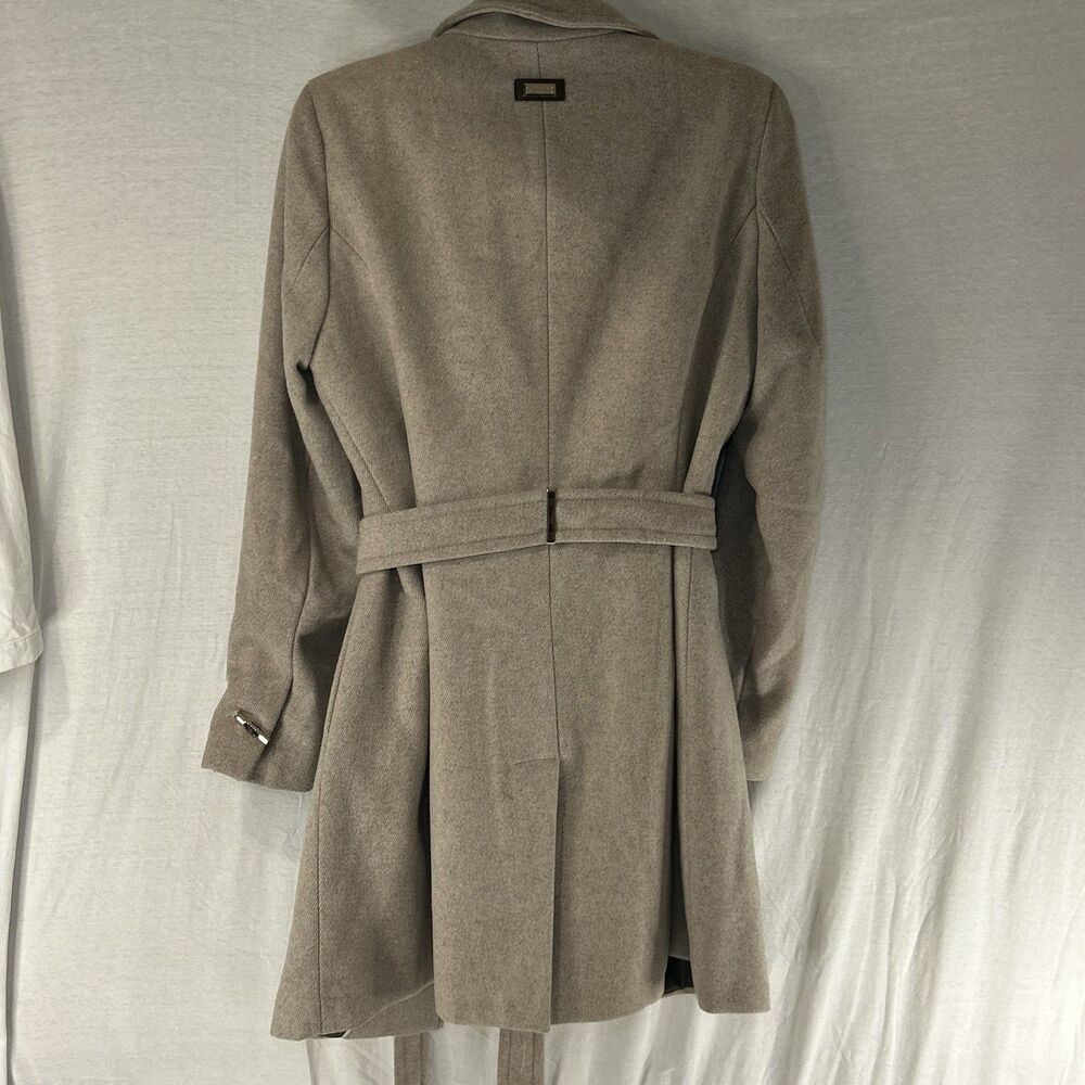 Calvin Klein Womens Wool Blend Belted Tan Wrap Coat Size Medium - Picture 9 of 11